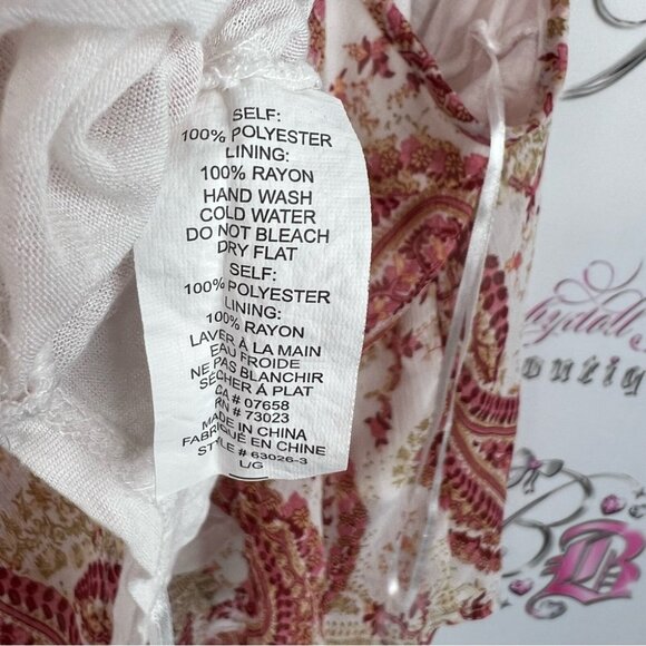 U2B tank top racer back floral Paisley Print Sleeveless Top red cream white - Picture 8 of 9